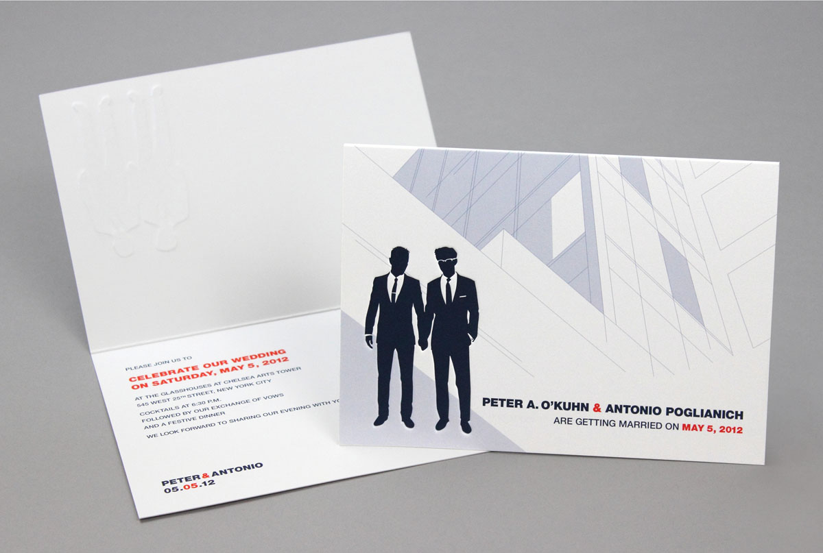 debossed gay wedding branding and invitation design