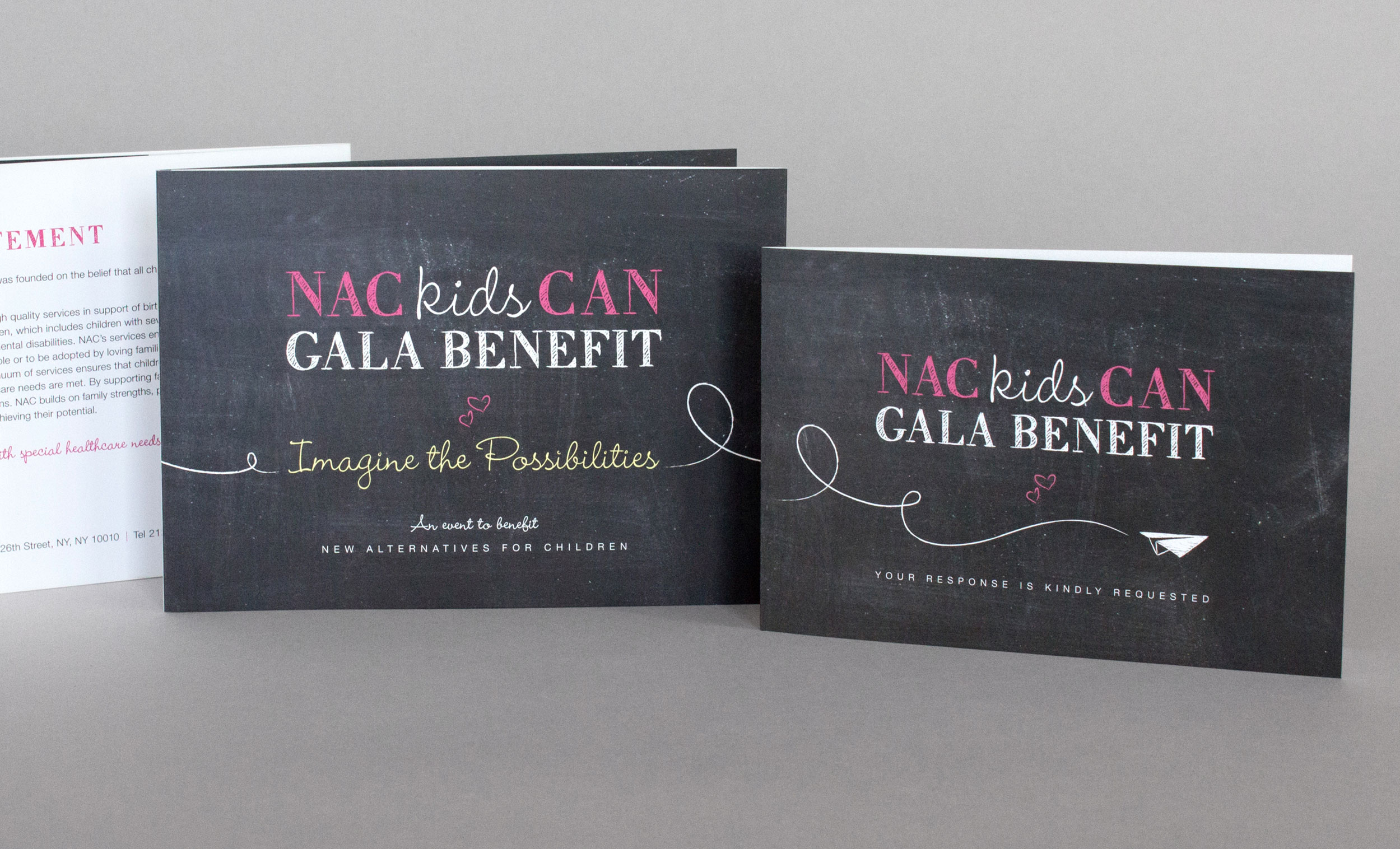 non-profit gala event invitation branding chalkboard texture