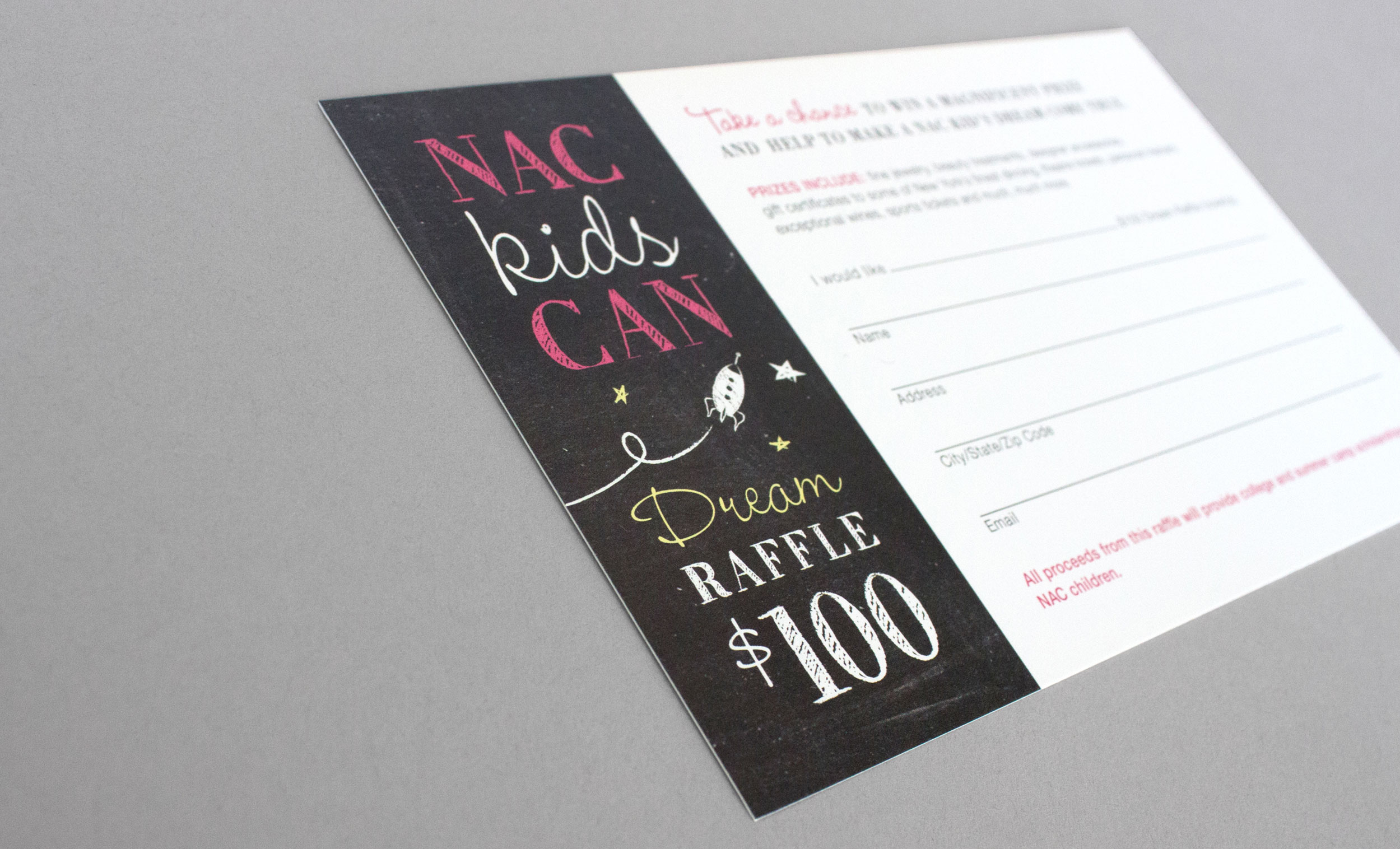 non-profit gala raffle card design